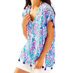 Lilly Pulitzer Sydney Caftan Top Tiki Pink Shake It Up Size XXS/XS